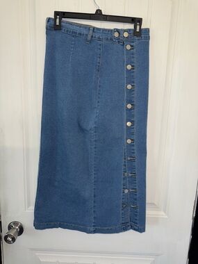 NWOT Button-Front Denim Maxi Skirt - Blue